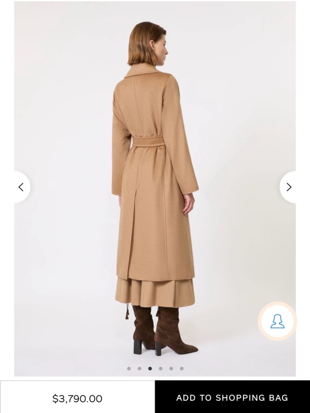 MaxMara Tan Wool Coat with Satin Lining - Picture 7 of 8